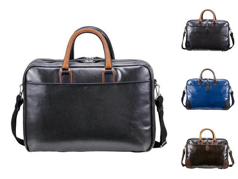 【豊岡鞄 木和田正昭商店 500764 ブルー】帆布と本革の2ルームブリーフケース